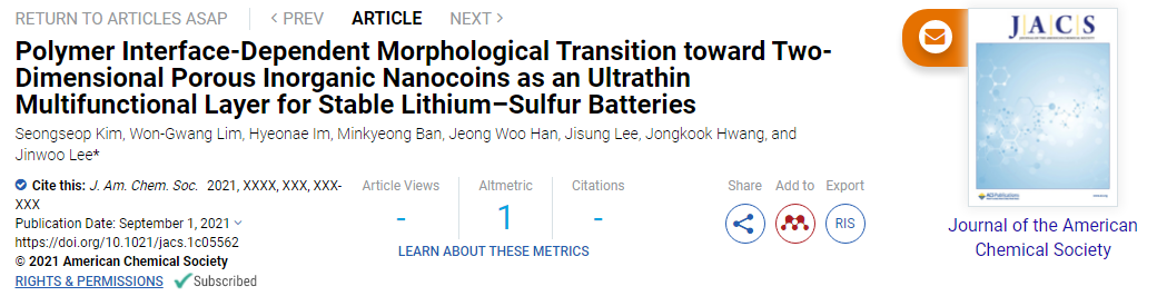 JACS：2D多孔無(wú)機(jī)納米硬幣作為穩(wěn)定鋰硫電池的超薄多功能層