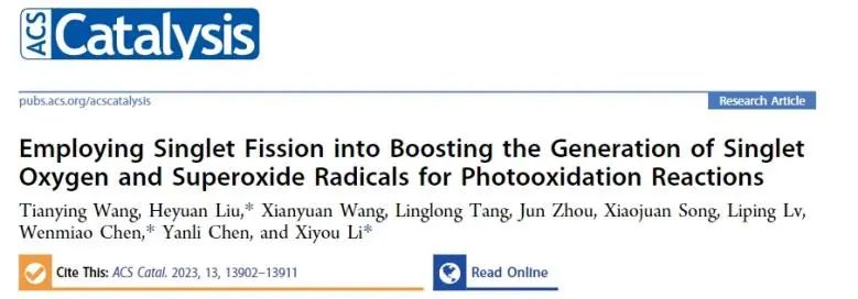 李希友/劉和元/陳文淼ACS Catalysis：單線態裂分產生單線態氧和超氧自由基，顯著促進光氧化反應