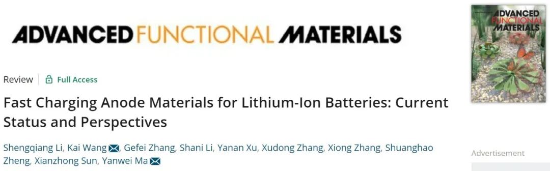 馬衍偉/王凱AFM：一文盡覽鋰電快充負極材料-現(xiàn)狀與未來！