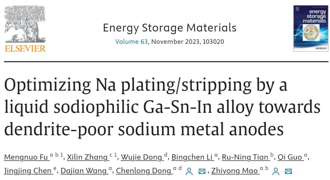 天津理工毛智勇/董辰龍EnSM：利用親鈉Ga-Sn-In合金層優化鈉的沉積/剝離