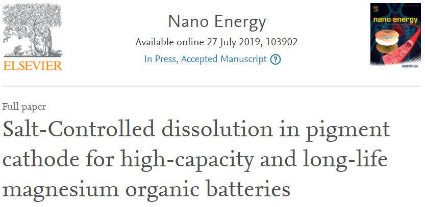 武漢理工麥立強&安琴友Nano Energy 鹽控溶解策略提升鎂有機電池長循環穩定性