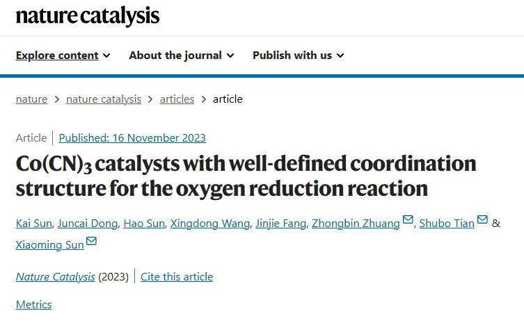 北化工，最新Nature Catalysis！