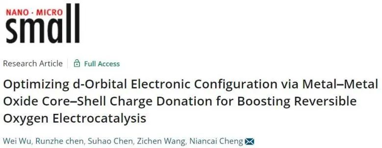 ?【DFT+實驗】Small：通過Co@Co3O4電荷供給優化d軌道電子結構以提高氧電催化性能