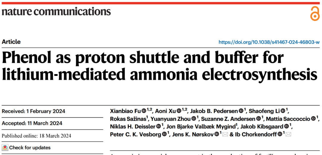 最新Nature子刊：電化學合成氨
